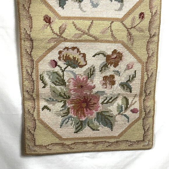 Needlepoint Table Runner 50 x 12" Soft Patstels Pink Blue Green Lined Handmade - Picture 5 of 6